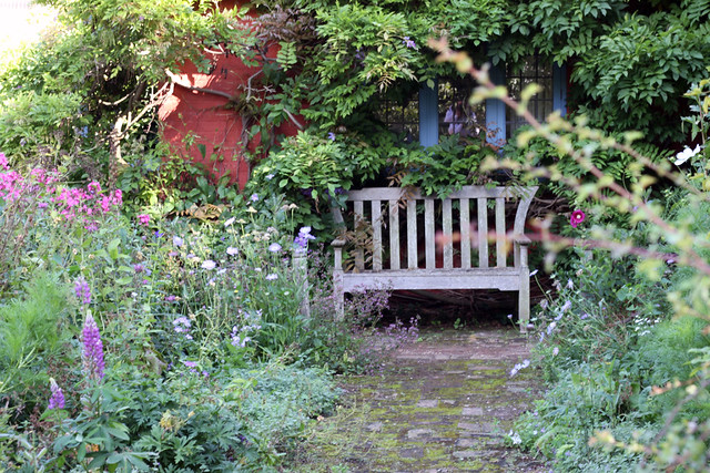 bench and flowers