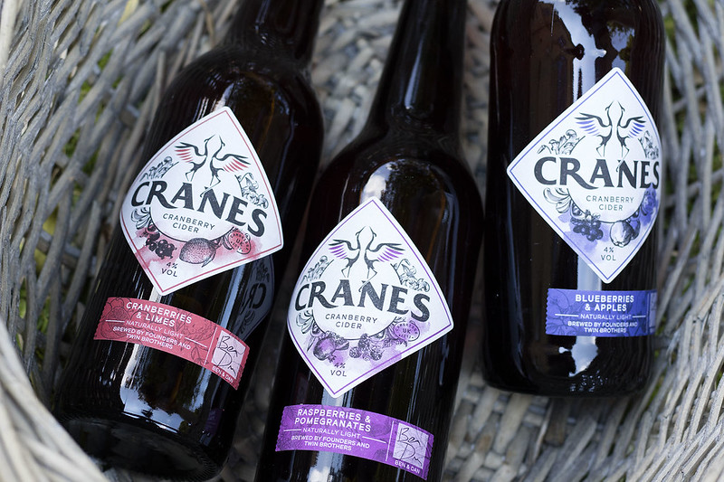 Close up of cider bottles - cranes